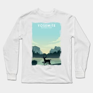 Yosemite National Park California Nature Travel Poster Print Long Sleeve T-Shirt